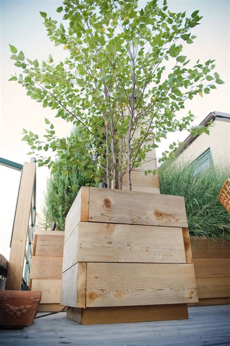 Wood Raised Planter Around Tree