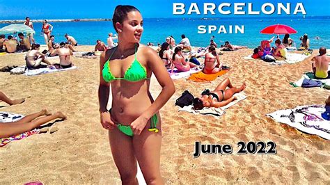 Beach Walk Spain Barcelona Barceloneta Beach June 2022 Youtube