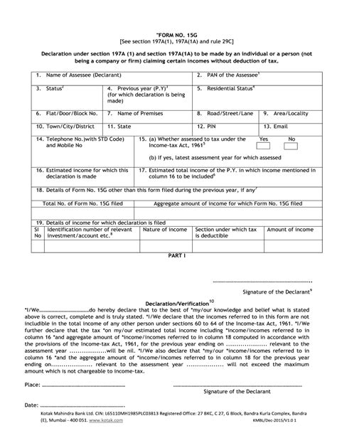 Form 15g Fill Online Printable Fillable Blank Pdffiller