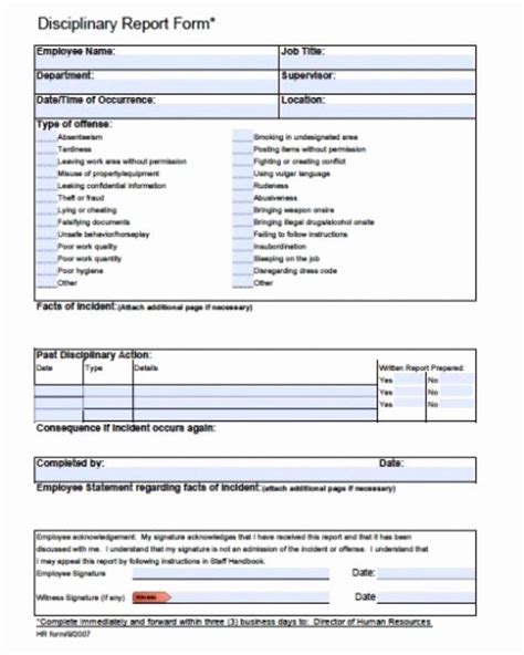 Employee Disciplinary Form Template Free Lovely Free Employee Write Up Form Printable Excel