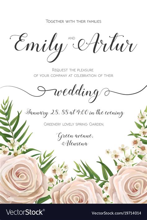Floral Wedding Invitation Card Design With Flowers