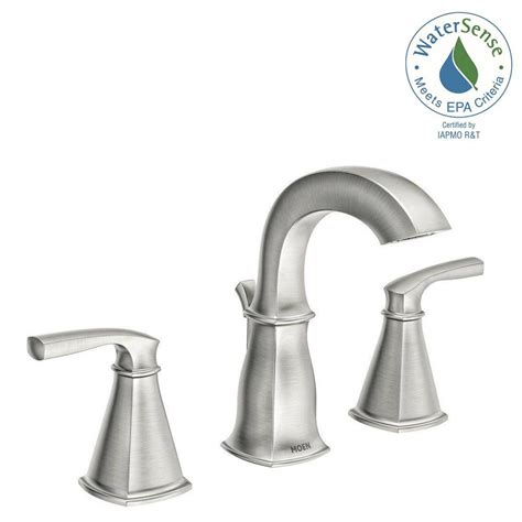 Moen brantford™ single handle monoblock bathroom sink faucet in brushed nickel. MOEN Hensley 8 in. Widespread 2-Handle Bathroom Faucet in ...