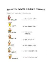 Dwarves come in many different forms, but they usually have traits in common. English worksheets: the Adjectives worksheets, page 145