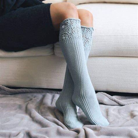 knee high pointelle ribbed socks light gray in 2021 grey lace top socks women knee high socks