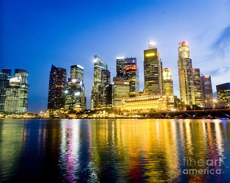 Singapore City Skyline At Night Photograph By Tuimages Pixels