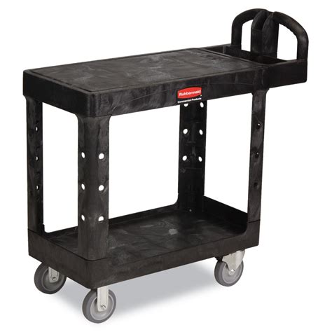 Flat Shelf Utility Cart Plastic 2 Shelves 500 Lb Capacity 1919 X