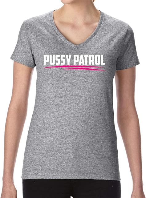 Comedy Shirts Pussy Patrol Damen V Neck V Ausschnitt