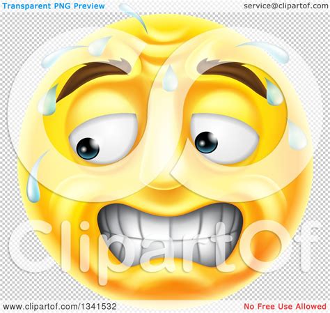 Clipart Of A 3d Yellow Smiley Emoji Emoticon Face Looking Stressed