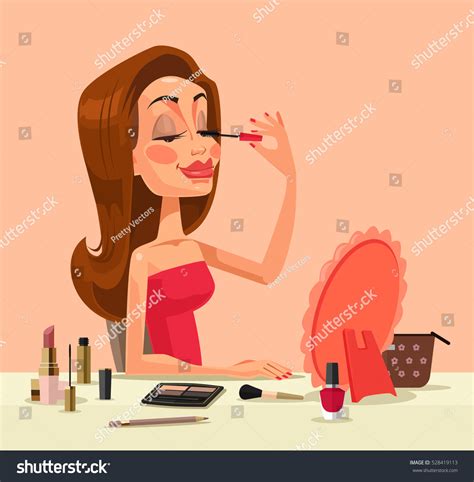Beautiful Woman Character Doing Make Vector Stock Vector Royalty Free 528419113 Shutterstock