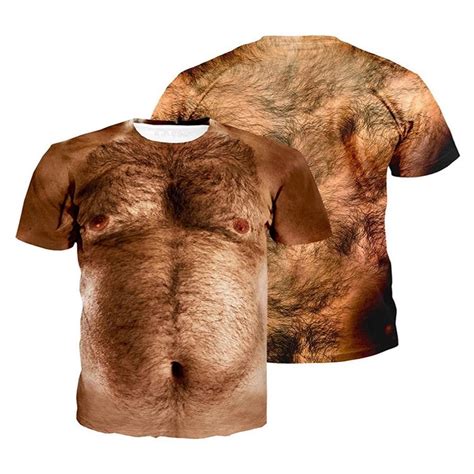 Sonspee Chest Hair Muscle Spoof Print T Shirt Monkey Face Funny