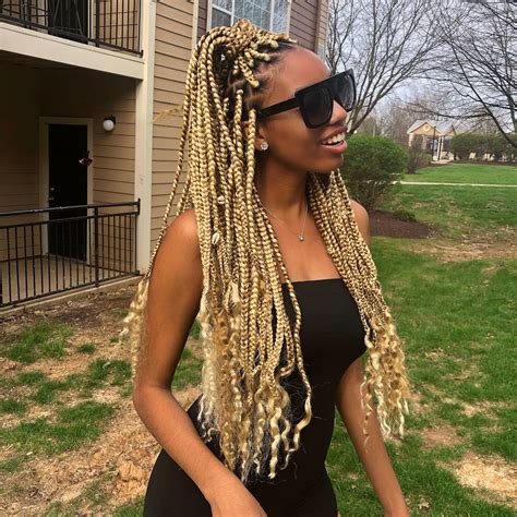 Blonde Box Braids Black Hair With Blonde Highlights Blonde Braids