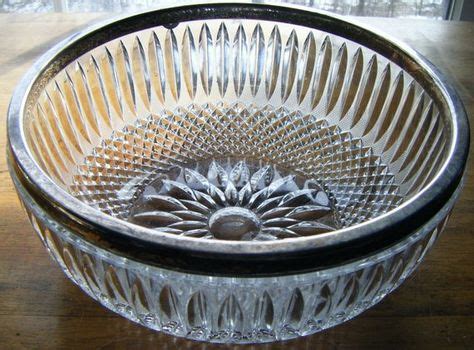 Stunning Sparkling Antique Lead Crystal Serving Bowl With Silver Rim In