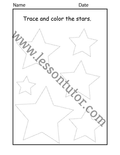 Shape Tracing Star Worksheet Kindergarten Lesson Tutor