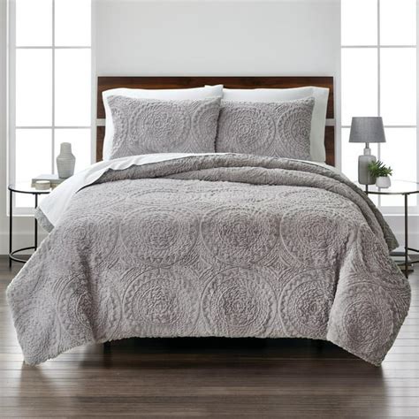 Better Homes And Gardens Embroidered Faux Fur 3 Piece Comforter Set King