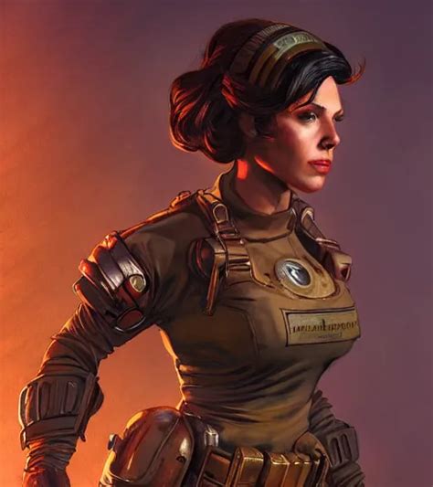 Fallout 5 Concept Art Brunette Female Enclave Officer Stable