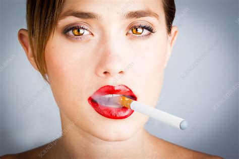 Woman Smoking Electronic Cigarette Stock Image C0332095 Science