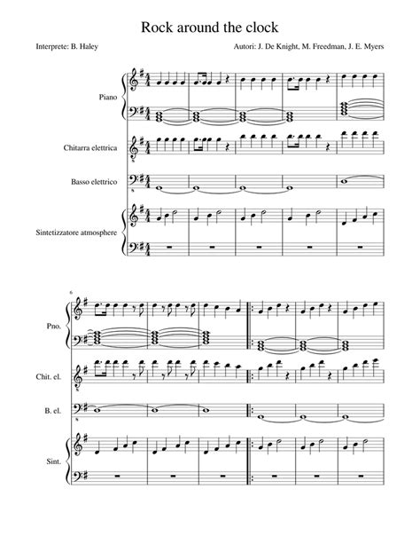 Many are not synonyms or translations) Rock around the clock Sheet music for Piano, Guitar, Bass ...