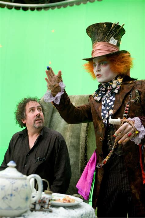 On The Set Of Alice In Wonderland Johnny Depp And Tim Burton Photo