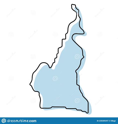 Stylized Simple Outline Map Of Cameroon Icon Blue Sketch Map Of