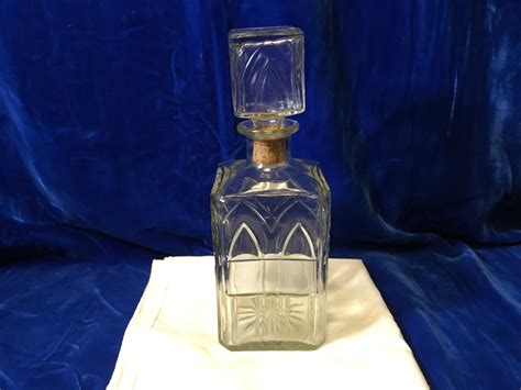 Vintage Pressed Glass Liquor Decanter Etsy