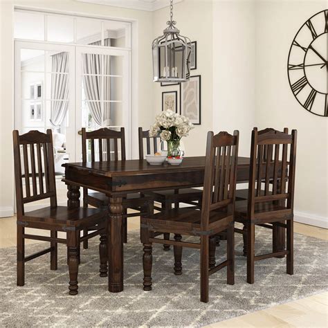 Oklahoma Farmhouse Traditional 5pc Solid Wood Country Dining Table Set