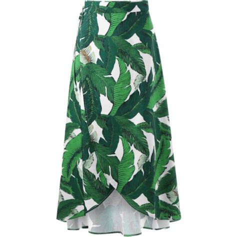 Leaf Tropical Print Wrap Skirt €16 Liked On Polyvore Featuring Skirts