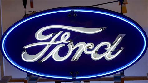 Ford mustang red neon sign with backing. Ford Oval Porcelain Neon Double Sided Sign | T133 | Dallas ...