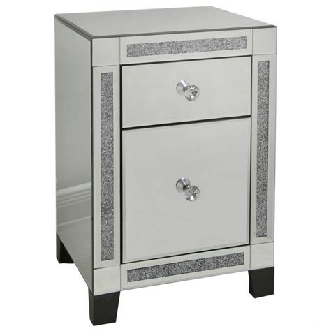 Ancona Mirrored 2 Drawer Bedside Table Homesdirect365