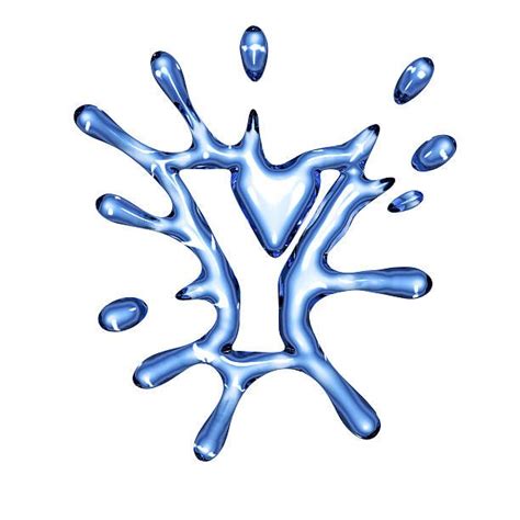 Blue Liquid Water Alphabet With Splashes And Drops Letter Y
