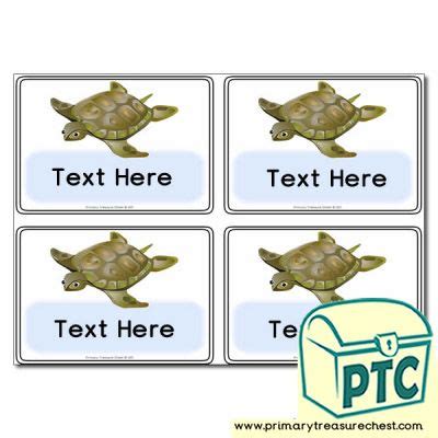 Sea Life Turtle Themed Registration Name Cards Primary Treasure