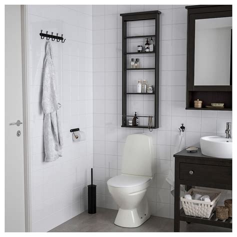 Perfect in a small bathroom. HEMNES Wall shelf - black-brown 16 1/2x46 1/2 " (With ...