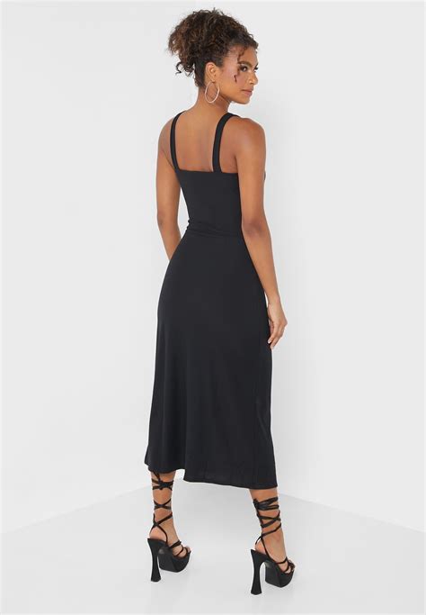 Buy Topshop Black Strappy Pleat Detail Dress For Women In Dubai Abu Dhabi