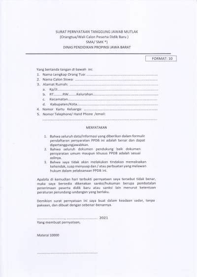 Surat Pernyataan Orang Tua Ppdb 2022 Lampung Imagesee