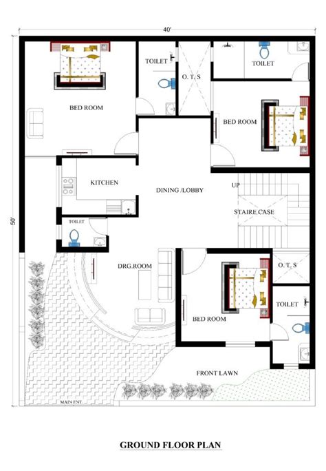 House Plans For 40 X 50 Feet Plot Decorchamp 2bhk House Plan
