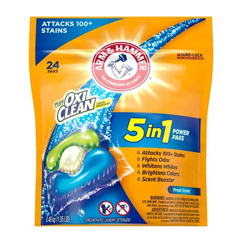 Arm And Hammer Plus Oxiclean 5 In 1 Power Paks 24 Count Packaging May