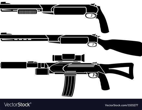 Shotgun Gun And Rifle Stencil Royalty Free Vector Image