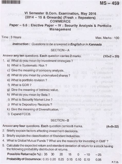 Then you should examine what aspect of the topic is preferable for you to outline in your research paper. BU B.Com Security Analysis and Portfolio Management May 2016 Question Paper - University ...