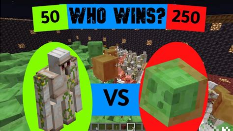 Slimes 250 Vs Iron Golems 50 Who Will Win Video 70 Minecraft