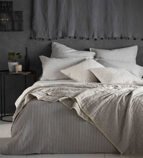 Ticking Stripe Grey Bedding | Secret Linen Store