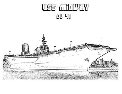 Cv 41 Midway Aircraft Carrier Ship Coloring Pages Aircraft Carrier