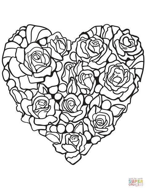 Heart Made Of Rose Super Coloring Heart Coloring Pages Rose