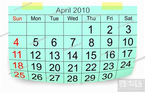 Calendar April 2010 Stock Photo Picture And Low Budget Royalty Free
