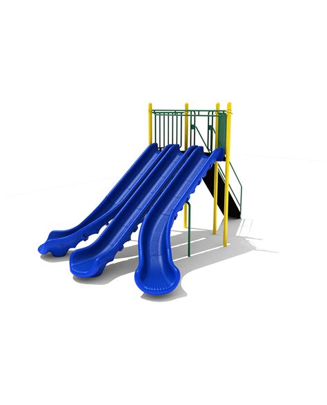 6 Free Standing Triple Sectional Slide Commercial Playground Equipment