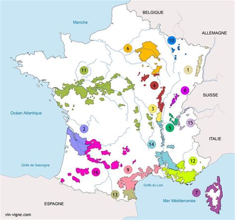 Carte des vignobles français Carte des vins Vin de france Vignoble