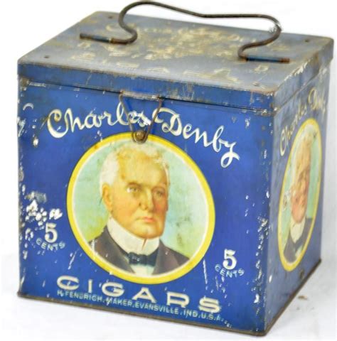 Charles Denby Cigars Lunch Pail Tin By Mebane Antique Auction Lunch