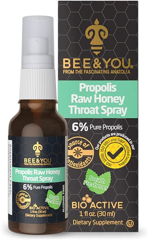 Bee And You Propolis Raw Honey Throat Spray With Menthol Natural