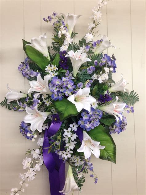 Purple And White Funeral Flowers Purple White Funeral Arrangement