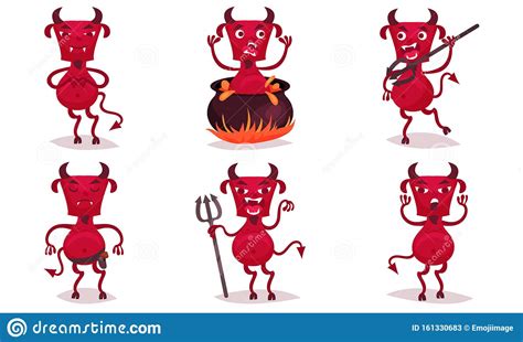 Set Of Red Bearded Devils Vector Illustration Stock Vector Illustration Of Face Isolated