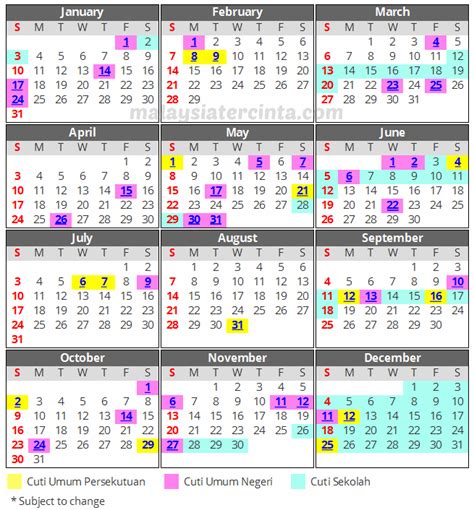 Kalendar 2023 Malaysia Cuti Umum Dan Cuti Sekolah