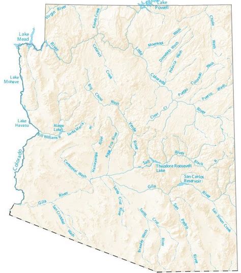 arizona lakes and rivers map gis geography